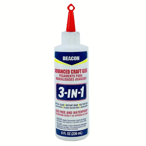 Beacon Adhesive Craft Glue 3 in 1 Bottle with Fine Tip Nozzle - 236ml, Dries Crystal Clear - Strong Paper Glue for All Crafting Needs, Kids Craft Projects, School Glue,Wig Glue, & Card Making