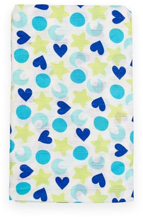 Ti TIN | Baby Bambus Musselin, 120x120 cm | Musselin Tuch mit Mond-Motiv, leichte und weiche Anti-Milben-Bambusfaser, Mulltuch vielseitig einsetzbar, als Decke, Halstuch/Dreieckstuch, Spucktuch etc,