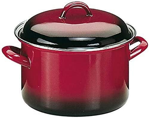 IBILI Cacerola Volcán con tapa 24 cm fabricada en acero esmaltado, rojo/negro