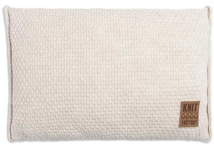 KNIT FACTORY - Jesse Kissen - Beige - 60x40 cm | Sofakissen mit Füllung und Bezug - Couchkissen - Zierkissen - Gestrickter Dekokissen - Zeitloses Design