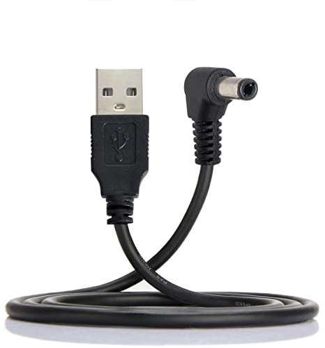 CableCC - Câble de Charge USB 2.0 Type A mâle vers connecteur cylindrique à Angle Droit de 90 degrés, 5,5 x 2,5 mm, CC 5 V, 80 cm