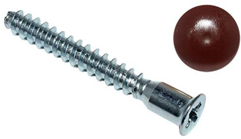 Hettich Verbindungsschrauben DIREKTA 2 mit Abdeckkappen in braun, Maße 6,3 x 50 mm, Stahl verzinkt, 16 Stück, 9100051