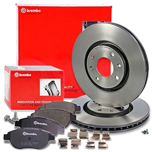 BREMBO Coated Disc Line Bremsenset Vorderachse inkl. Bremsscheiben Vorne Ø 283 mm Belüftet und Bremsbeläge Vorne Kompatibel mit PEUGEOT 1007 (KM_), 206, 207, 307