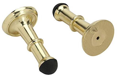 A29 [2er-Set] Türstopper aus massivem Messing, Messing poliert, Basisdurchmesser 1 3/4 Zoll x Länge 2 7/8 Zoll. Wand Dekorativer Türstopper Gummipuffer. Robuster, fester Türstopper mit Gummispitze.