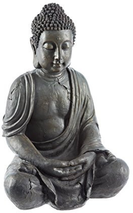 Dehner Figur Buddhafigur aus Polyresin - sitzend, Kunststoff, circa 70 x 45 x 34 cm, grau