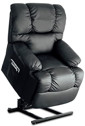 Astan Hogar Sillón Relax con Función Auto-Ayuda (Levanta Personas), Reclinación Eléctrica, Masaje Y Termoterapia, Modelo Automático Lift Up AH-AR10100NG, Cuero.