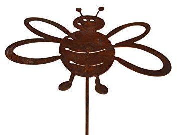 Saremo Biene auf Stab Rost Edelrost Deko Gartendeko Metall Rostfigur Deko Dekoration Deko-Idee Dekobiene Dekotier Rostdeko Geschenk-Idee Geschenk