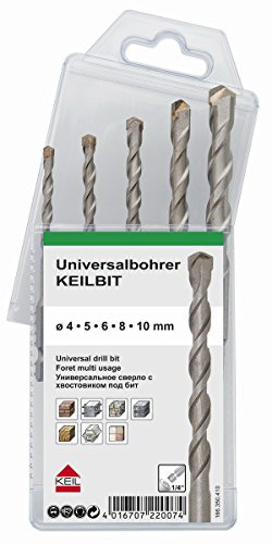 KEIL 166 260 410 Schlagbohrersortiment Universalbohrer KEILBIT, 5-teilig, Ø 4,0+5,0+6,0+8,0+10,0 mm, in MultiPack