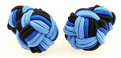 TEROON Manschettenknöpfe Seidenknoten blau-schwarz