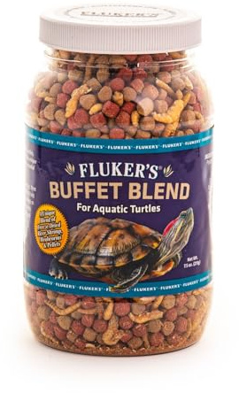 Fluker's Buffet Blend Aquatic Formula, Turtle Food with Freeze, Dried Shrimp, Mealworms, and Vitamin Enriched Pellets, 7.5 oz