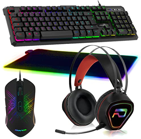 Advance Gamer Pack Tastiera Mouse Mat XXL RGB Headset GTA 230 Compatibile con PS4, PS5, XB1 X e S, PC