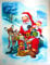 RETRO 68 x 48,5 cm großes Riesen 'SANTA NIKOLAUS WEIHNACHTSMANN MIT REH KITZ' selbstklebende Fensterdekoration Fensterbild, Fensteraufkleber, MADE IN GERMANY