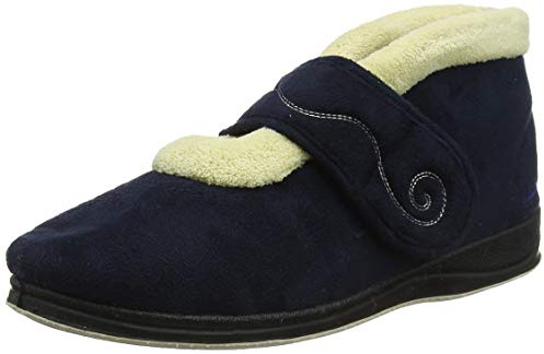 Padders Hush Wide EE Fitting Womens Memory Foam Slippers - Navy - UK7