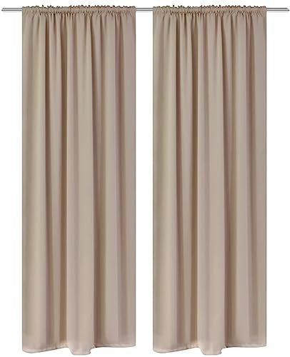 vidaXL 2 STK. Creme Verdunkelungs-Vorhänge mit Schlitzkopf 135 x 245 cm