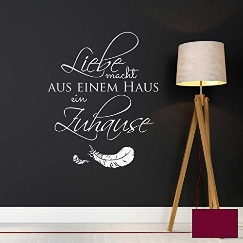 Wandtattoo Wandaufkleber Wandsticker Aufkleber Sticker Spruch Liebe macht aus einem Haus ein Zuhause M1972 ausgewählte Farbe: *beere* ausgewählte Größe: *XL - 80cm breit x 100cm hoch*