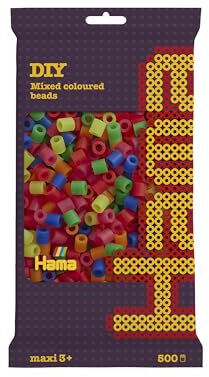 Hama 8472 - Bügelperlen Maxi, ca. 500 Stück in verschiedenen Neon Farben