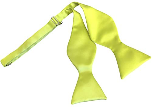 Da Uomo Raso Auto Fiocco Fascette Cravatte Papillon - 24 Colori (Verde Lime)