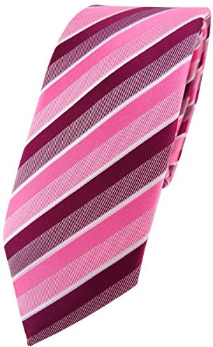 TigerTie - schmale Designer Krawatte in rosa pink magenta fuchsia weiß gestreift