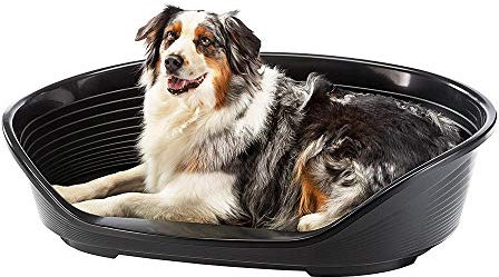 Ferplast Hundebett Kunststoff-Hundebett groß Hundeliege waschbar Hundekorb atmungsaktiv rutschfest Siesta Deluxe, 84 x 55 x h 28,5 cm, Schwarz