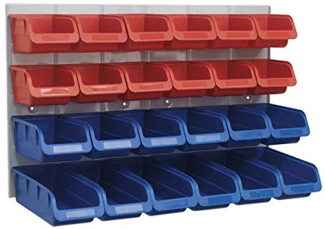 Sealey TPS132 Aufbewahrungslösung mit Rückwand und 24 Fächern, Rot/Blau