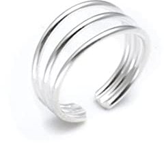 Silverly 925 Sterling Silber Ring Damen | Midi-Zehenring für den Kleinen Finger | Polierter Verstellbarer Dreifachring | Geschenke für Teenager-Mädchen | Silberne Zehenringe für Damen