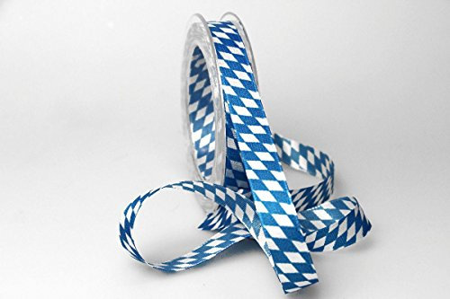 Christa-Bänder Bayernraute ohne Draht, 15mm Blau/Weiß