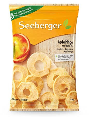 Seeberger Apfelringe, Samtweiche, getrocknete Apfelscheiben in bester Qualität - natürlich süß und sehr schmackhaft - ohne Zusatz von Zucker, vegan (1 x 80 g)