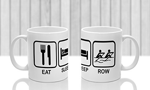 Rowing Mug. Gift for Boating or Rowing Enthusiast. White Ceramic Quality Mug