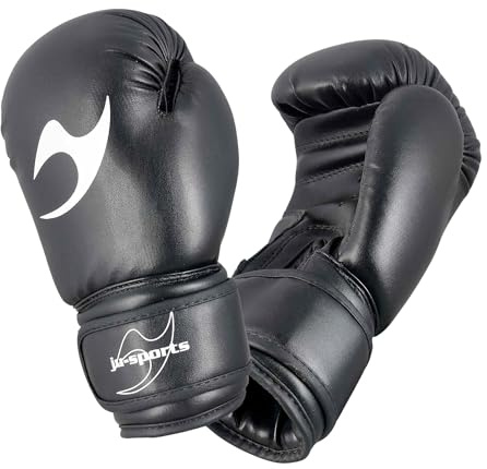 Ju-Sports Boxhandschuhe Kinder - schwarz I Boxhandschuhe mit geformtem Schaumstoffteil Für Sandsack- & leichtes Box Training I Mit Belüftung der Hand