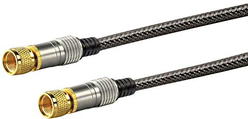 SCHWAIGER Premium SAT Anschlusskabel 110 dB, 5,0m, schwarz, F-Stecker > F-Stecker, 4-fach Schirmung, 75 Ohm, digital, HDTV, DVB-S/S2
