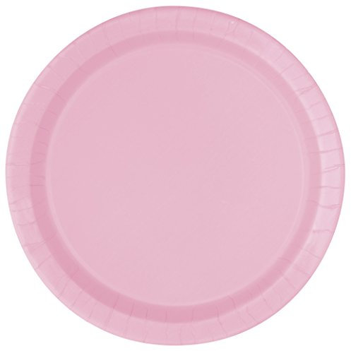 Unique Party - 30878 - Paquet de 20 Assiettes en Carton - 18 cm - Rose Pastel