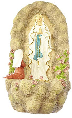 Florentine Our Lady of Lourdes Virgin Mary small Holy water font 6 Inspirations gift 15cm