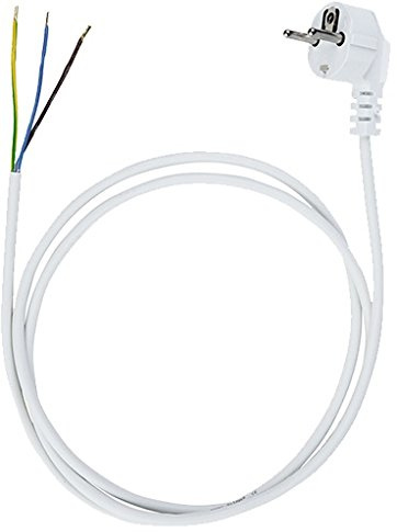 Anschlussleitung Zuleitung Stecker Netzkabel Stromkabel 3-polig 3 x 0,75mm2 (10.0 Meter, Weiss)