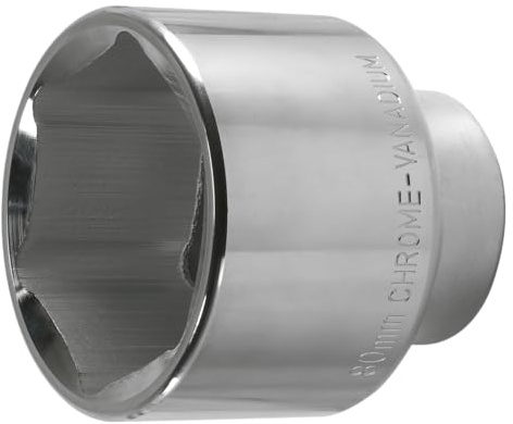 SW-Stahl 07675L-80 Steckschlüsseleinsatz 1 Zoll - 80 mm Sechskant Nuss | Kurze Ausführung aus Chrom-Vanadium-Stahl, Hochglanzverchromt, 100 mm Länge, Außensechskant für Premium Schraubarbeiten