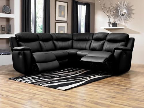 KAUF-UNIQUE.DE Relaxsofa Leder Ecksofa - Schwarz - Evasion
