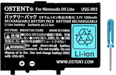 OSTENT 3.7V 1000mAh Ricaricabile Li-ion Polimero Kit di Batterie agli ioni di litio per Nintendo DSL NDS Lite