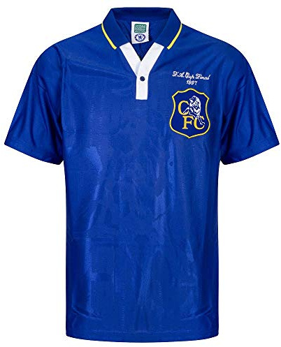 Score Draw Retro Mens Gents Football Soccer Chelsea 1997 FA Cup Final Shirt Top