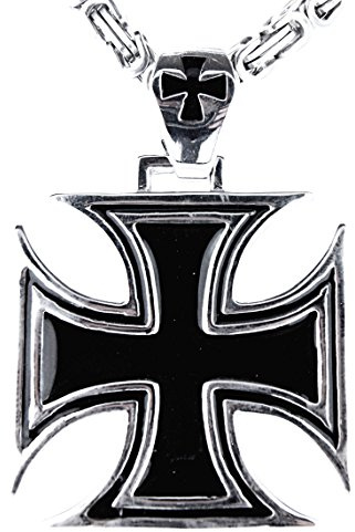 Kiss of Leather XL EK Kreuz Anhänger aus Edelstahl mit Königskette, 5,5 mm dick, 55-60 cm lang