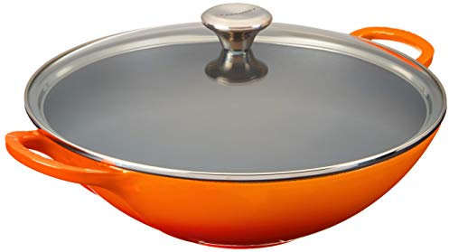 Le Creuset Emaillierter Gusseisen-Wok, 5,25 qt. 31,7 cm, Flamme