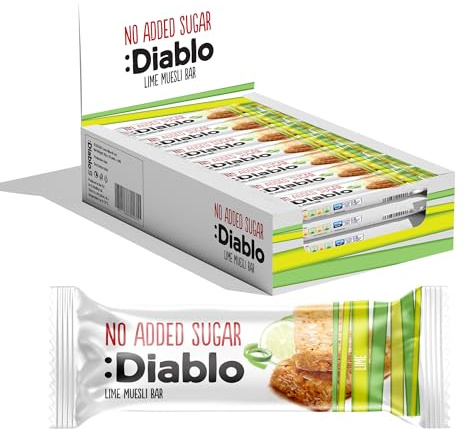 Diablo Lime Muesli Bar – No Added Sugar Healthy Snacks & Breakfast Bar Sweetened with Maltitol, Low Sugar Snacks Food, Great for Gifting, Work, School, or Travel – 30g Each (Pack of 28)