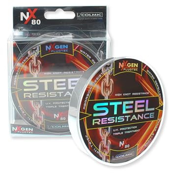 Colmic - Steel Resistance – Monofilo da Pesca in Nylon NXGEN FLUOTEC – Alta Resistenza al Nodo, Anti Abrasione, Anti UV, Repellente all’Acqua – Prodotto Ufficiale Colmic