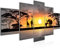 Runa Art Wandbilder Afrika Sonnenuntergang 5 Teilig Bild auf Vlies Leinwand Deko Wohnzimmer Schlafzimmer Panorama Rosa Grau 000252c