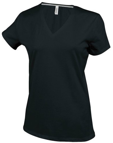 Kariban Womens/Ladies Feminine Fit Short Sleeve V Neck T-Shirt (S) (Black)