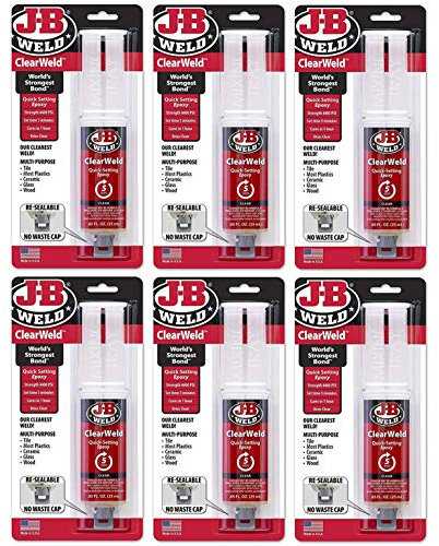 J-B Weld 50112 ClearWeld Spritze, Epoxidharz, schnell einstellbar, 24 ml, 6 Stück