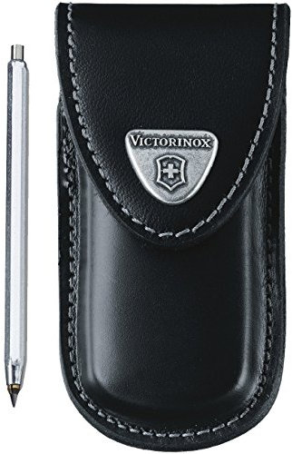 Victorinox, Gürteletui Leder, Drehclip und Bleistift, schwarz, Accessoires für Taschenmesser, Outdoor, Multifunktion