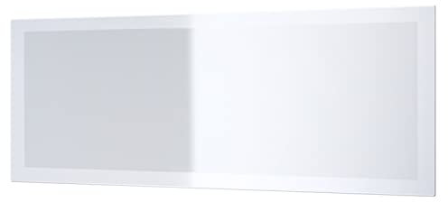 Vladon Spiegel Lima, Wandspiegel mit Rahmen im modernen Stil, Weiß Hochglanz (139 x 55 cm)