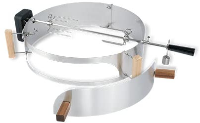 MOESTA-BBQ 10092 Smokin' PizzaRing Rotisserie-Set - Elektrischer Spießdreher für Kugelgrill mit 50 cm Ø, Batterie Motor