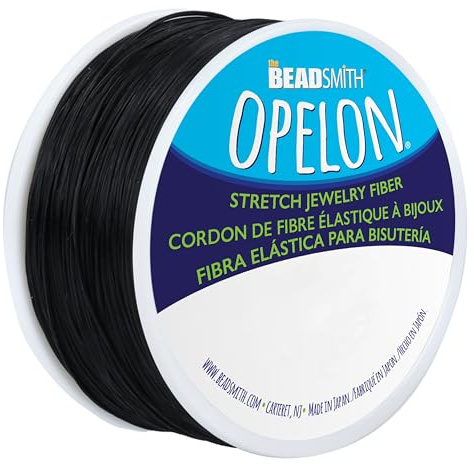 The Beadsmith Opelon Beading Cord – Stretch Jewelry Fiber – Black Color Jewellery, 0.7mm diameter, 100-meter spool – Jewelry Making Cord for creating necklaces, bracelets, and DIY crafts