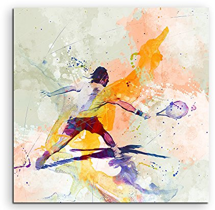 Paul Sinus Art Tennis V 60x60cm Wandbild SPORTBILD Aquarell Art tolle Farben