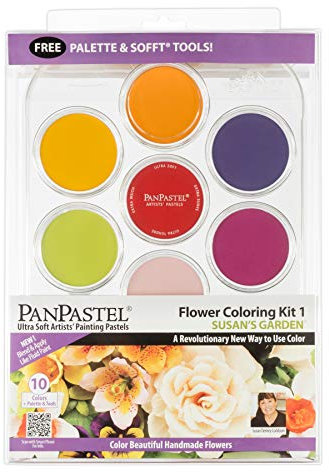 PanPastel 30115 Susan Tierney Cockburn Flower Coloring #1 Ultra Soft Artist Pastel 10 Color Kit w/Sofft Tools & Palette